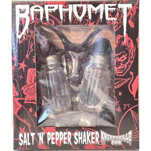 Baphomet Goat Head Salt and Pepper Shakers Satan Pentagram Kreepsville 666 New - Picture 5 of 6